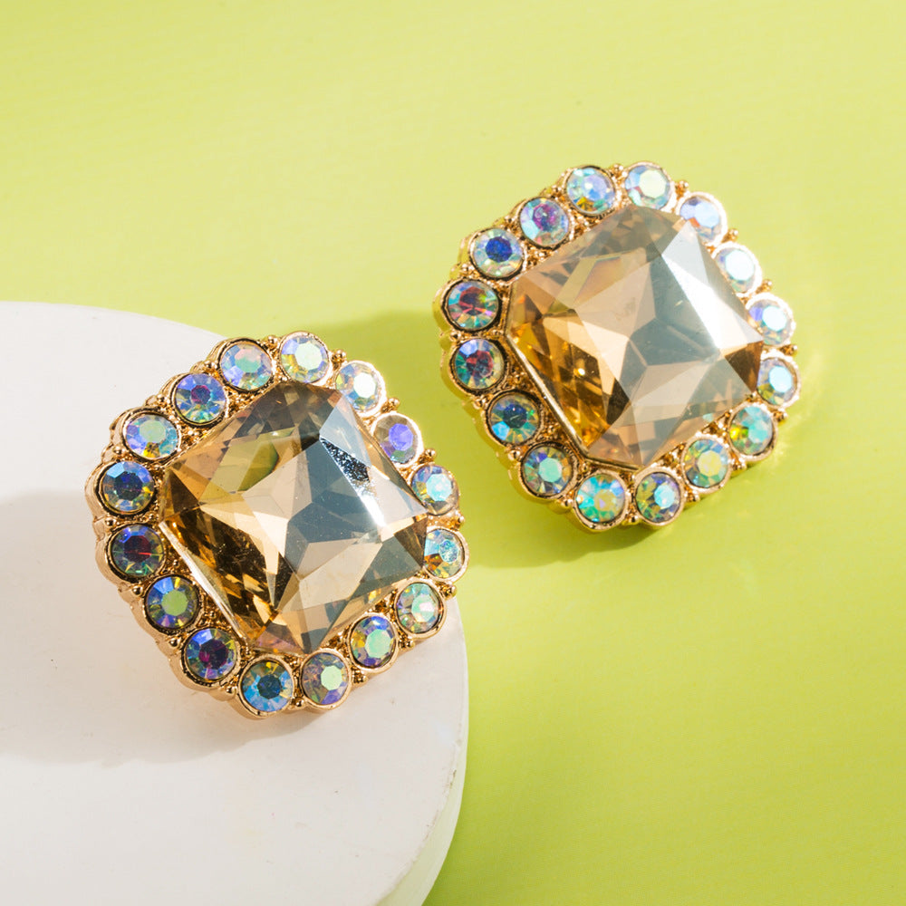 Wholesale Women's square diamond crystal earrings